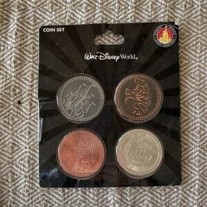 Disney World Exclusive Theme Park 4 Coin Set MGM Studios Epcot Magic Kingdom